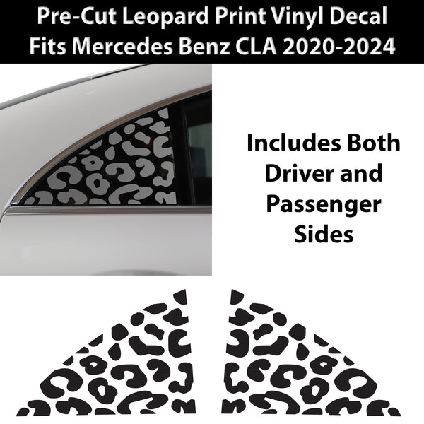 Animal Leopard Cheetah Cow Quarter Window Vinyl Decal Stickers Fits Mercedes Benz CLA 2020 - 2024 - Bogar Tech Designs
