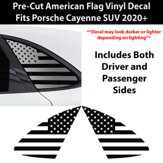 Quarter Window American Flag Vinyl Decal Stickers Fits Porsche Cayenne SUV 2020 - 2025 - Bogar Tech Designs