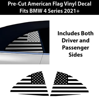 Fits BMW 4 Series Convertible 2021 - 2025 Quarter Window American Flag Vinyl Decal Stickers - Bogar Tech Designs