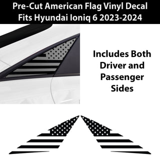 Quarter Window American Flag Vinyl Decal Stickers Fits Hyundai Ioniq 6 2023 - 2025 - Bogar Tech Designs