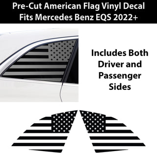 Quarter Window American Flag Vinyl Decal Stickers Fits Mercedes Benz EQS 2022 - 2025 - Bogar Tech Designs