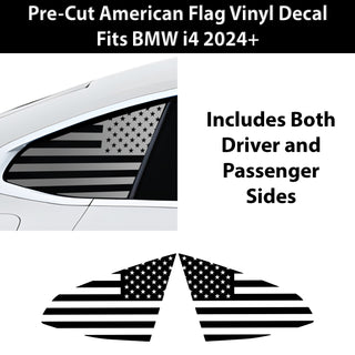 Fits BMW i4 2022 - 2025 Quarter Window American Flag Vinyl Decal Stickers - Bogar Tech Designs