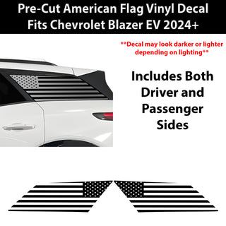 Fits Chevrolet Blazer EV 2024 - 2025 Quarter Window American Flag Vinyl Decal Stickers - Bogar Tech Designs