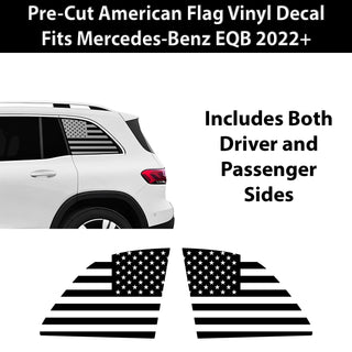 Fits Mercedes - Benz EQB 2022 - 2025 Quarter Window American Flag Vinyl Decal Stickers - Bogar Tech Designs