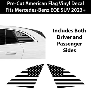 Fits Mercedes - Benz EQE SUV 2023 - 2025 Quarter Window American Flag Vinyl Decal Stickers - Bogar Tech Designs