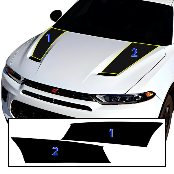 Vinyl Middle Hood Side Blackout Decal Stickers Overlay Film Fits Dodge Hornet 2023 - 2025 - Bogar Tech Designs