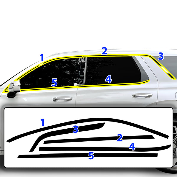 Side Window Skirt Vinyl Chrome Delete Trim Blackout Decal Stickers Overlay Film Fits Hyundai Palisade 2020 - 2025 - Bogar Tech Designs