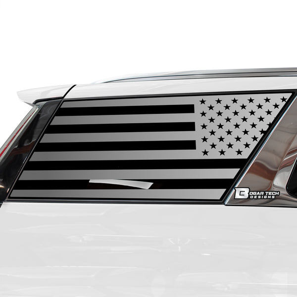American Flag Quarter Window Decal for Cadillac Escalade 2021-2026 – Precut Matte Black Vinyl