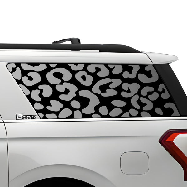Precut Leopard Cheetah Rear Side Quarter Window Decal Sticker Fits Ford Expedition 2018-2024