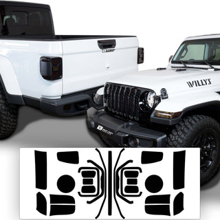 Amber Delete Taillight Precut Smoked PPF Tint Kit Film Overlay Fits Jeep Gladiator 2020 2021 2022 2023 2024 - Bogar Tech Designs
