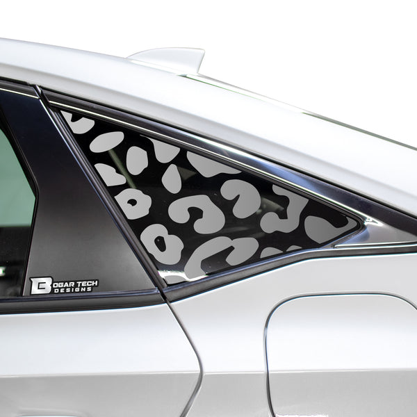 Precut Animal Cow & Leopard Vinyl Print Decals Rear Quarter Window Fits Honda Civic Sedan 2022 2023 2024 - Bogar Tech Designs