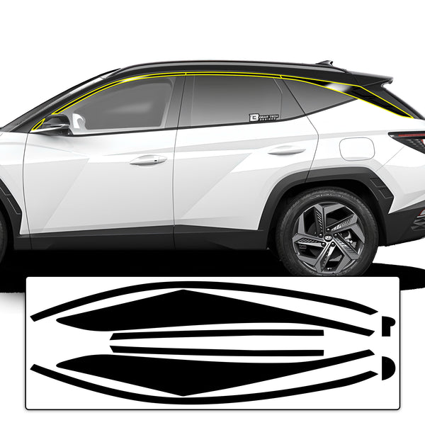 Hyundai Tucson 2022-2026 Window Trim Blackout Chrome Delete Kit – Precut Gloss Black Vinyl Overlays