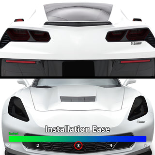 Full Headlight Taillight Precut Smoked PPF Tint Kit Film Overlay Fits Chevy Corvette C7 2014 - 2019 - Bogar Tech Designs