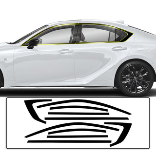 Vinyl Chrome Delete Side Window Front Rear Bumper Wheel Rim Trim Blackout Decal Stickers Overlay Film Fits Lexus IS 2021 - 2025 - Bogar Tech Designs