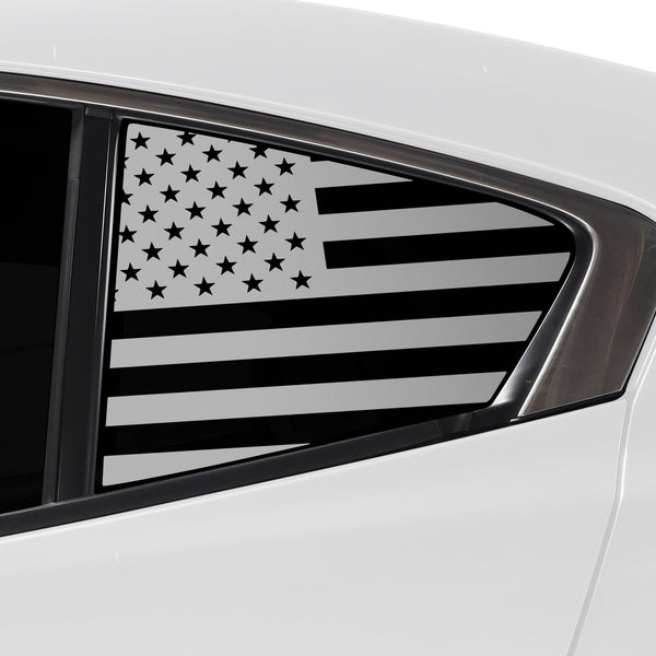 American Flag Quarter Window Decal for Mazda 3 Sedan 2019-2026 – Precut Matte Black Vinyl