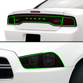 Full Headlight Taillight Precut Smoked PPF Tint Kit Film Overlay Fits Dodge Charger 2011 - 2014 - Bogar Tech Designs
