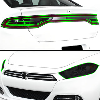 Full Headlight Taillight Racetrack Precut Smoked PPF Tint Kit Film Overlay Fits Dodge Dart 2013 - 2016 - Bogar Tech Designs