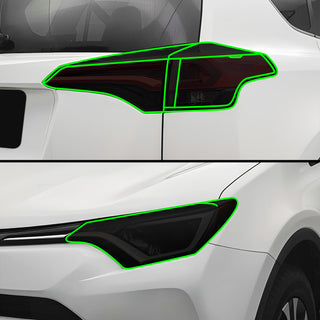 Full Headlight Taillight Precut Smoked PPF Tint Kit Film Overlay Fits Toyota Rav4 2016 - 2018 - Bogar Tech Designs