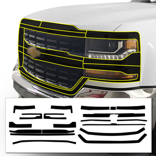 Vinyl Chrome Delete Grille Side Window Rear Blackout Decal Stickers Overlay Film Fits Chevy Silverado 1500 2014 - 2018 - Bogar Tech Designs