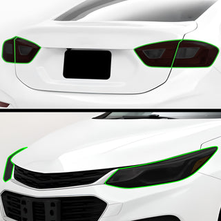 Full Headlight Taillight Precut Smoked PPF Tint Kit Film Overlay Fits Chevrolet Cruze 2016 - 2019 - Bogar Tech Designs
