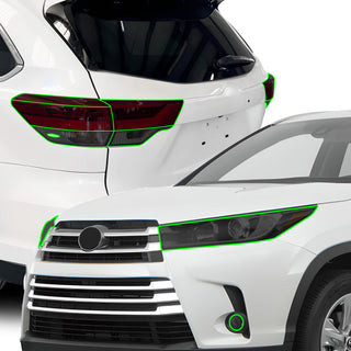 Full Headlight Taillight Precut Smoked PPF Tint Kit Film Overlay Fits Toyota Highlander 2016 - 2019 - Bogar Tech Designs