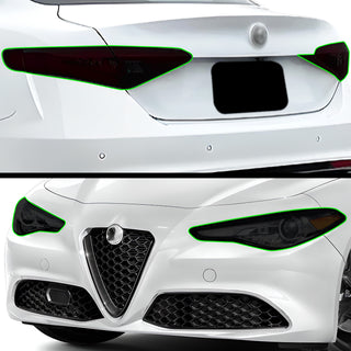 Full Headlight Taillight Precut Smoked PPF Tint Kit Film Overlay Fits Alfa Rome Giulia 2016 - 2025 - Bogar Tech Designs