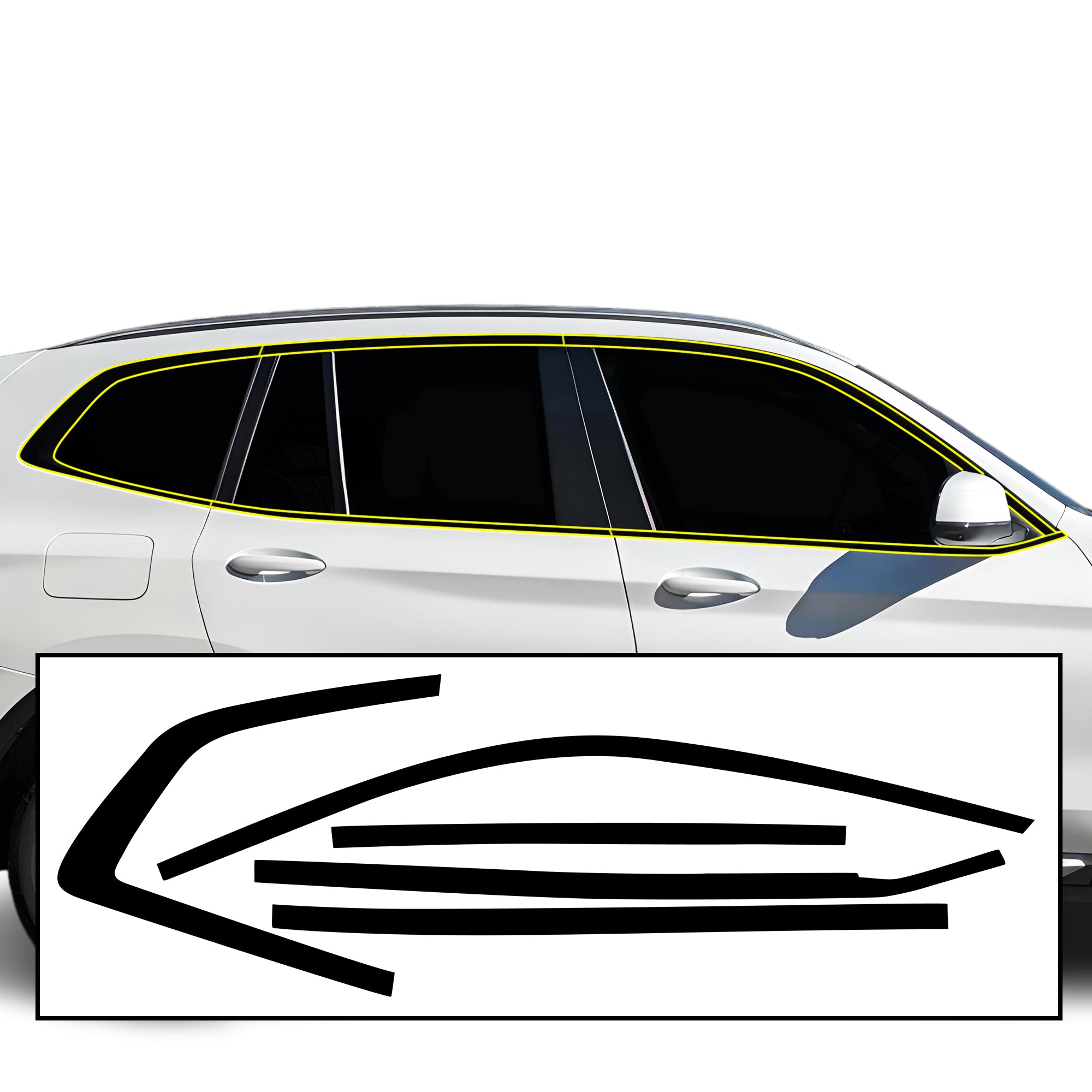 Vinyl Chrome Delete Side Window Trim Blackout Decal Stickers Cover Ove