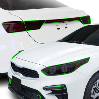 Full Headlight Taillight Precut Smoked PPF Tint Kit Film Overlay Fits Kia Forte 2019 - 2021 - Bogar Tech Designs