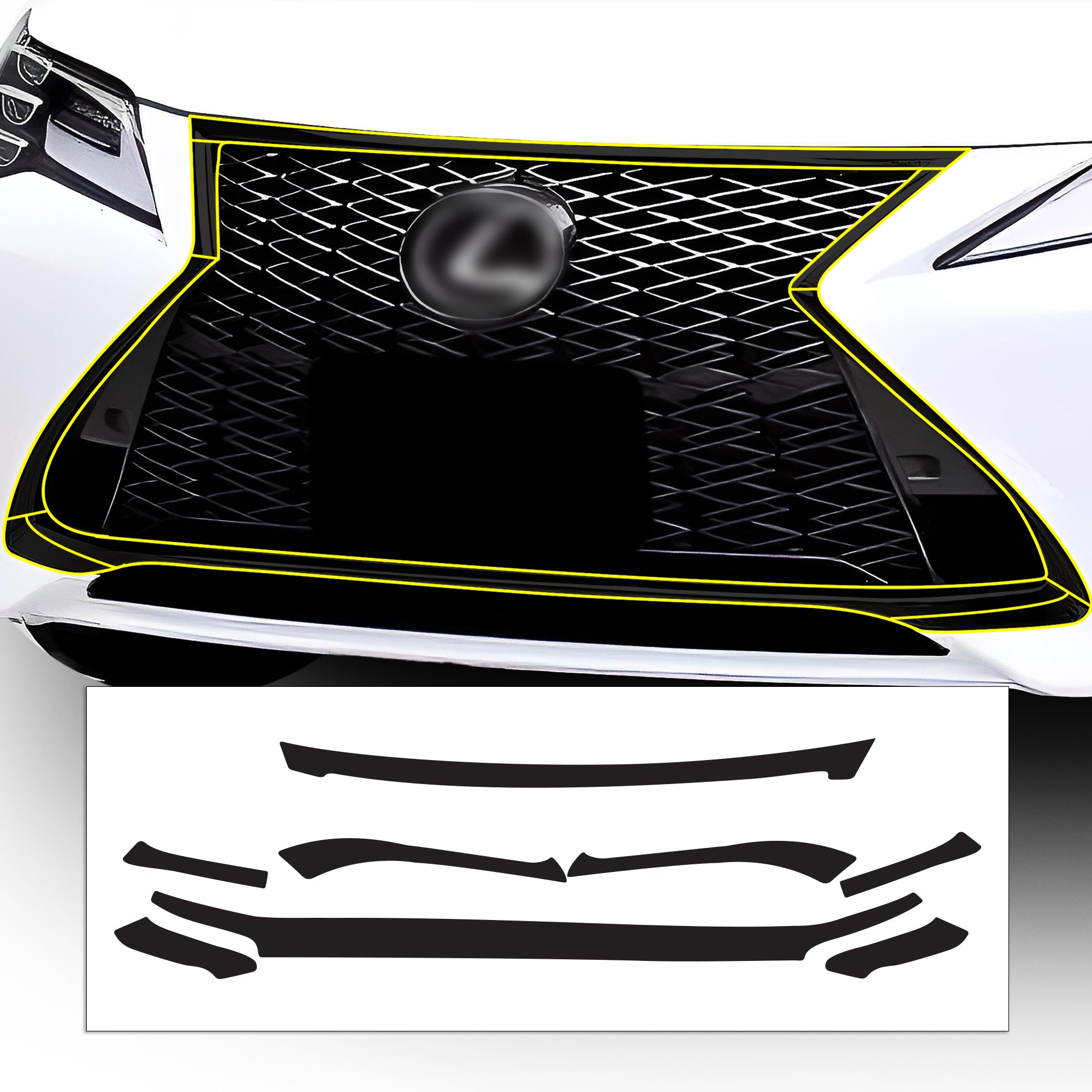 2021–2025 Lexus IS (USE30) Chrome Delete Vinyl Wrap Overlay - Gloss Black Finish 2021–2025 Lexus IS (USE30) Chrome Delete Vinyl Wrap Overlay - Gloss Black Finish