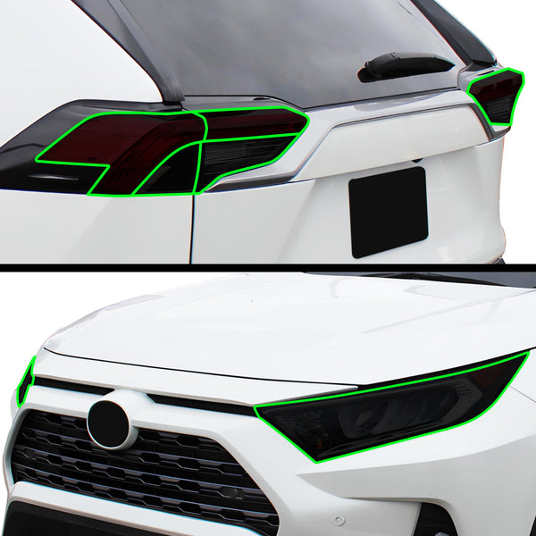 Toyota Rav4 2019β2025 Dark Smoke Headlight & Taillight Tint Kit β Precut Vinyl Lens Overlays