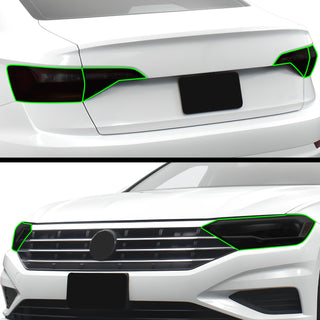 Full Headlight Taillight Precut Smoked PPF Tint Kit Film Overlay Fits Volkswagen Jetta 2019 - 2024 - Bogar Tech Designs