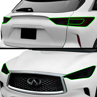 Full Headlight Taillight Precut Smoked PPF Tint Kit Film Overlay Fits Infiniti QX50 2019 - 2025 - Bogar Tech Designs
