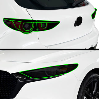 Full Headlight Taillight Precut Smoked PPF Tint Kit Film Overlay Fits Mazda 3 2019 - 2025 - Bogar Tech Designs