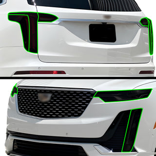 Full Headlight Taillight Precut Smoked PPF Tint Kit Film Overlay Fits Cadillac XT6 2020 - 2025 - Bogar Tech Designs