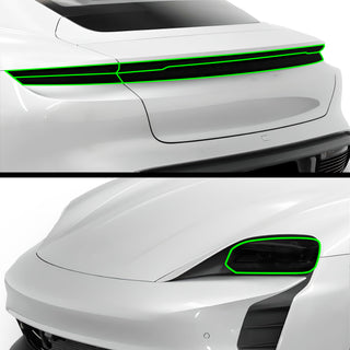 Full Headlight Taillight Precut Smoked PPF Tint Kit Film Overlay Fits Porsche Taycan 2020 - 2025 - Bogar Tech Designs