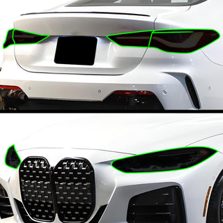 Full Headlight Taillight Precut Smoked PPF Tint Kit Film Overlay Fits BMW 4 Series 2021 - 2025 - Bogar Tech Designs