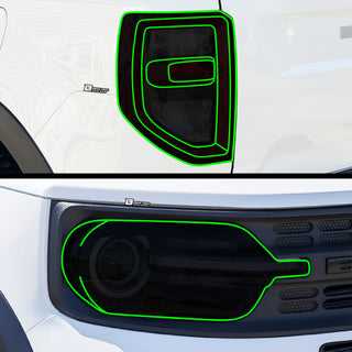 Full Headlight Taillight Precut Smoked PPF Tint Kit Film Overlay Fits Ford Bronco Sport 2021 - 2025 - Bogar Tech Designs