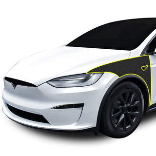Fits Tesla Model X 2021 - 2024 Precut Premium Gloss Black Carbon Fiber Fender Paint Protection Film PPF Decal Film Kit - Bogar Tech Designs