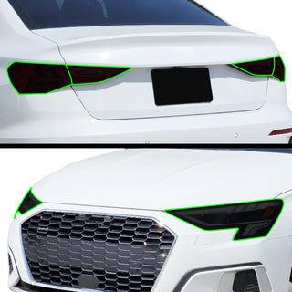Full Headlight Taillight Precut Smoked PPF Tint Kit Film Overlay Fits Audi A3 R3 RS3 2022 - 2025 - Bogar Tech Designs