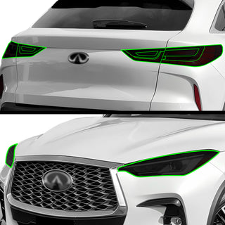 Full Headlight Taillight Precut Smoked PPF Tint Kit Film Overlay Fits Infiniti QX55 2022 - 2024 - Bogar Tech Designs