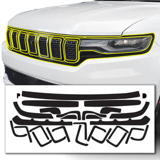 Vinyl Chrome Delete Grille Side Window Rear Blackout Decal Stickers Overlay Film Fits Jeep Wagoneer 2022 - 2025 - Bogar Tech Designs