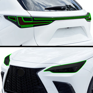 Full Headlight Taillight Precut Smoked PPF Tint Kit Film Overlay Fits Lexus NX 2022 - 2025 - Bogar Tech Designs