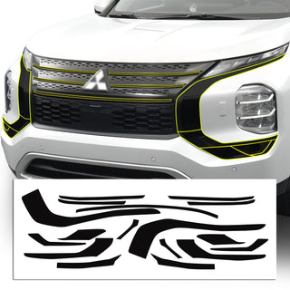 Vinyl Chrome Delete Grille Side Window Rear Blackout Decal Stickers Overlay Film Fits Mitsubishi Outlander 2022 - 2025 - Bogar Tech Designs