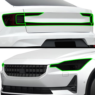 Full Headlight Taillight Precut Smoked PPF Tint Kit Overlay Film Fits Polestar 2 2020 - 2025 - Bogar Tech Designs