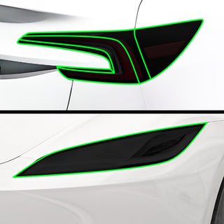 Full Headlight Taillight Precut Smoked PPF Tint Kit Film Overlay Fits Tesla Model 3 2024 - 2025 - Bogar Tech Designs