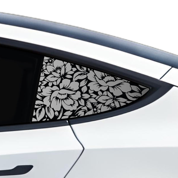 Animal Leopard Cheetah Cow Floral Flowers Quarter Window Vinyl Decal Stickers Fits Tesla Model 3 2023 - 2024 - Bogar Tech Designs