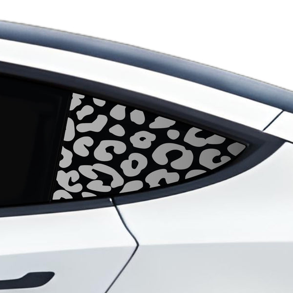 Animal Leopard Cheetah Cow Floral Flowers Quarter Window Vinyl Decal Stickers Fits Tesla Model 3 2023 - 2024 - Bogar Tech Designs
