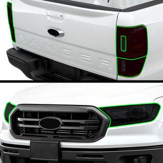 Full Headlight Taillight Precut Smoked PPF Tint Kit Film Overlay Fits Ford Ranger 2019 - 2023 - Bogar Tech Designs