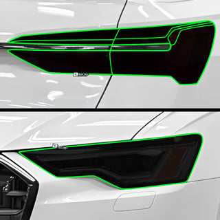 Full Headlight Taillight Precut Smoked PPF Tint Kit Film Overlay Fits Audi A6 S6 2019 - 2025 - Bogar Tech Designs