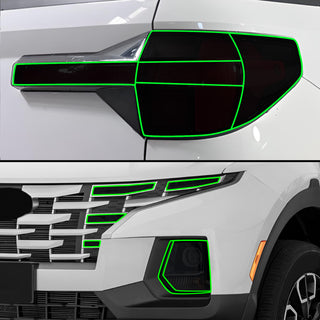 Full Headlight Taillight Precut Smoked PPF Tint Kit Film Overlay Fits Hyundai Santa Cruz 2022 - 2025 - Bogar Tech Designs